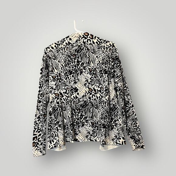 Chicos Cardigan Women’s Size 1/Medium Open Front Leopard Print Soft Cotton Rayon - Picture 2 of 9